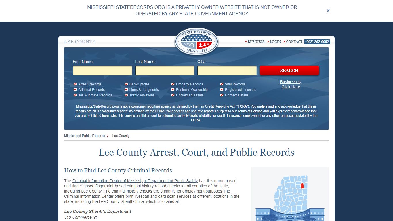 Lee County Arrest, Court, and Public Records