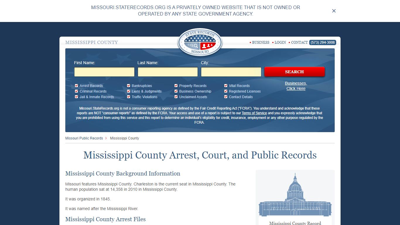 Mississippi County Arrest, Court, and Public Records